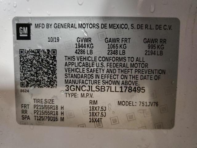 Photo 14 from auction – 2020 CHEVROLET TRAX 1LT with VIN 3GNCJLSB7LL178495