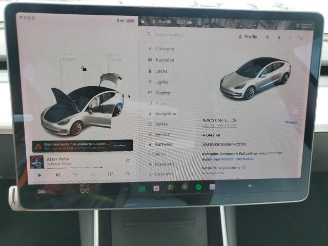 Photo 9 from auction – 2019 TESLA MODEL 3 with VIN 5YJ3E1EB5KF472701