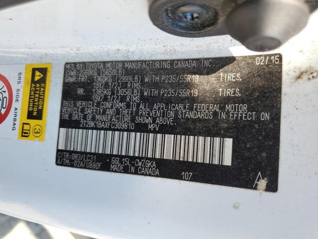 Photo 14 from auction – 2015 LEXUS RX 350 BAS with VIN 2T2BK1BAXFC309810