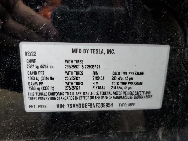 Photo 14 from auction – 2022 TESLA MODEL Y with VIN 7SAYGDEF8NF389954