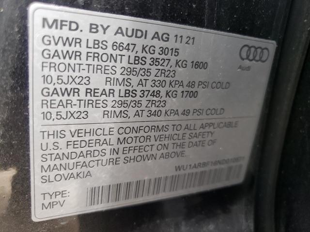 Photo 14 from auction – 2022 AUDI RS Q8 with VIN WU1ARBF16ND010671