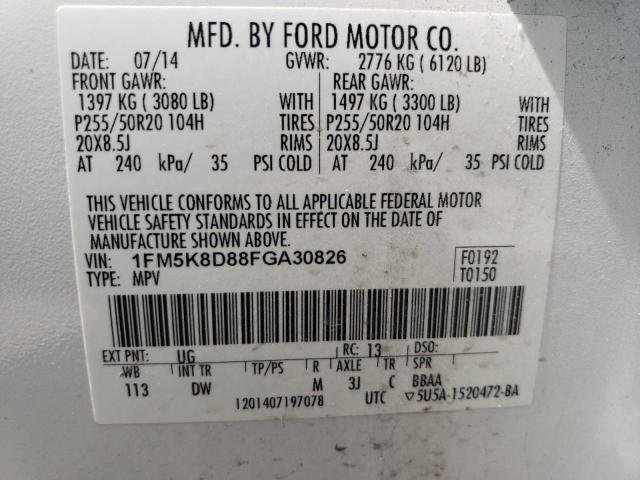 Photo 14 from auction – 2015 FORD EXPLORER X with VIN 1FM5K8D88FGA30826