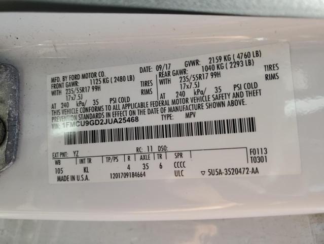 Photo 14 from auction – 2018 FORD ESCAPE SE with VIN 1FMCU9GD2JUA25468