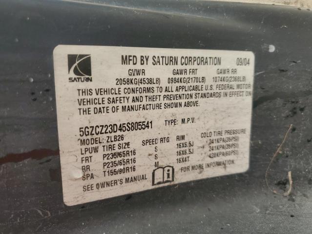 Photo 14 from auction – 2005 SATURN VUE with VIN 5GZCZ23D45S805541