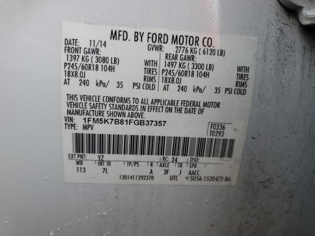 Photo 14 from auction – 2015 FORD EXPLORER with VIN 1FM5K7B81FGB37357