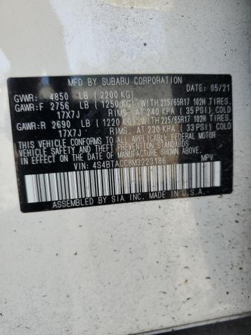 Photo 14 from auction – 2021 SUBARU OUTBACK PR with VIN 4S4BTACC8M3223186