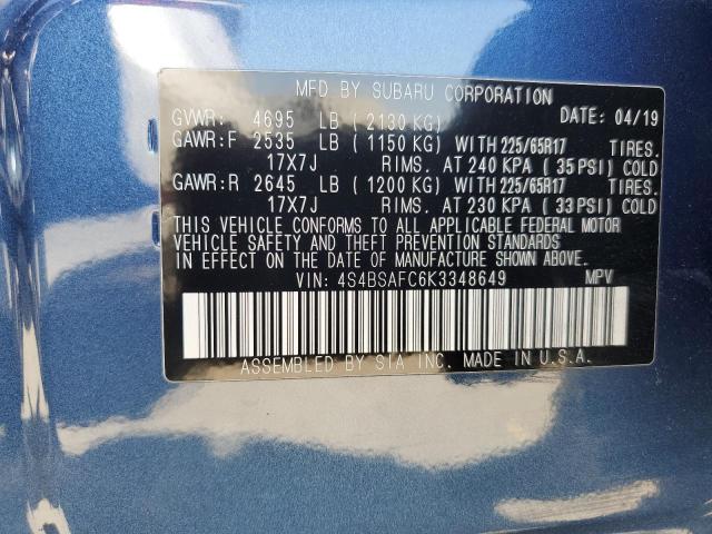 Photo 14 from auction – 2019 SUBARU OUTBACK 2. with VIN 4S4BSAFC6K3348649