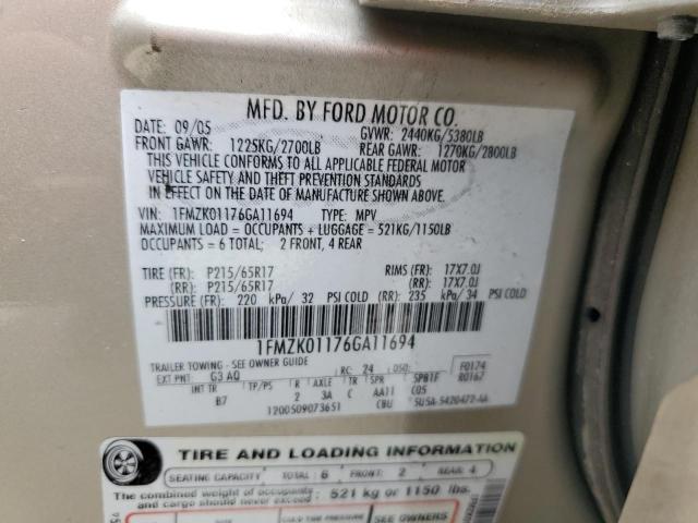 Photo 14 from auction – 2006 FORD FREESTYLE with VIN 1FMZK01176GA11694
