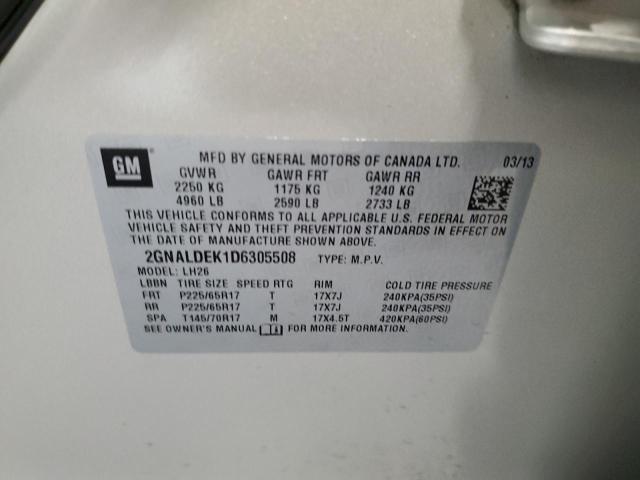 Photo 14 from auction – 2013 CHEVROLET EQUINOX LT with VIN 2GNALDEK1D6305508