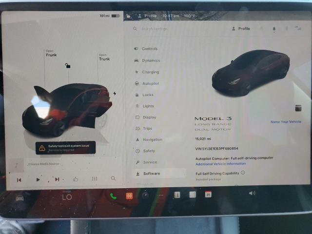Photo 9 from auction – 2023 TESLA MODEL 3 with VIN 5YJ3E1EB3PF690854