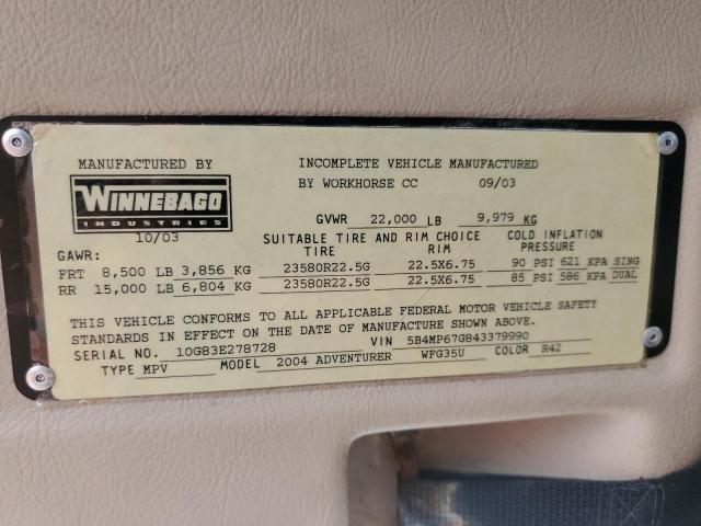 Photo 10 from auction – 2004 WINNEBAGO MOTORHOME with VIN 5B4MP67G843379990