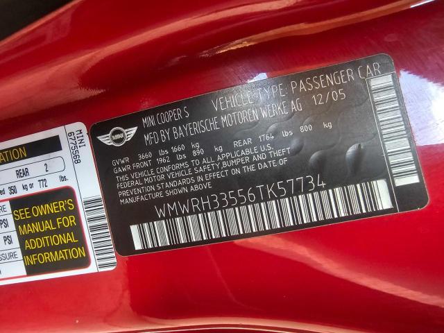 Photo 10 from auction – 2006 MINI COOPER S with VIN WMWRH33556TK57734