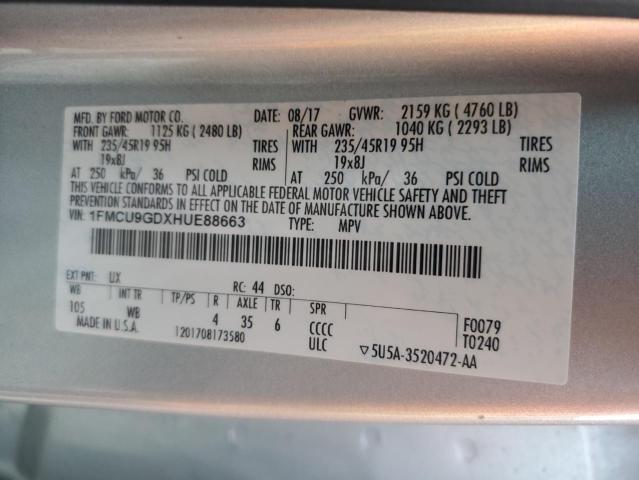 Photo 14 from auction – 2017 FORD ESCAPE SE with VIN 1FMCU9GDXHUE88663