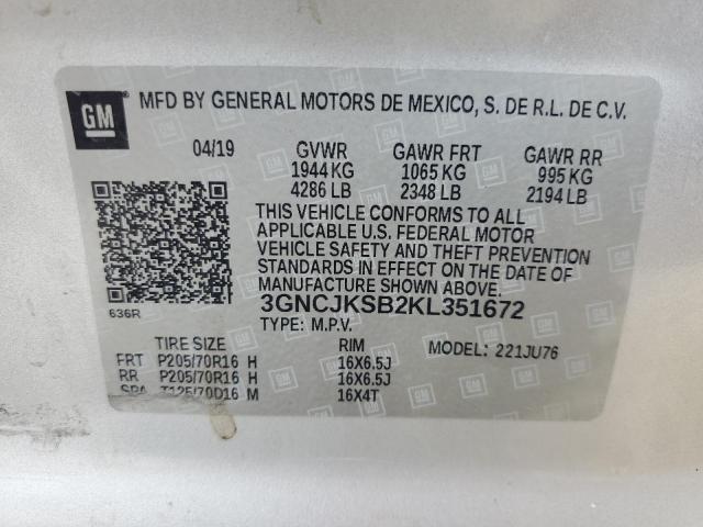 Photo 14 from auction – 2019 CHEVROLET TRAX LS with VIN 3GNCJKSB2KL351672