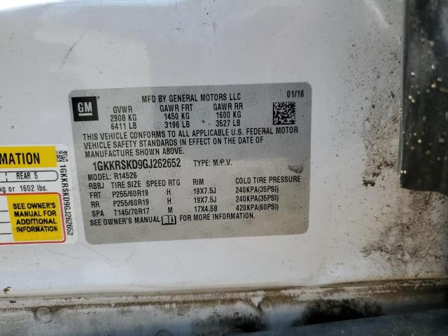 Photo 14 from auction – 2016 GMC ACADIA SLT with VIN 1GKKRSKD9GJ262652
