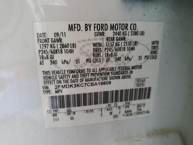 Photo 14 from auction – 2012 FORD EDGE LIMIT with VIN 2FMDK3KC7CBA19809