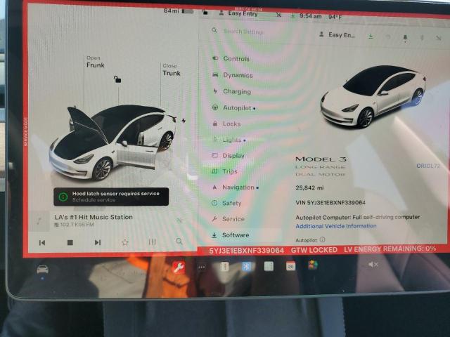 Photo 9 from auction – 2022 TESLA MODEL 3 with VIN 5YJ3E1EBXNF339064