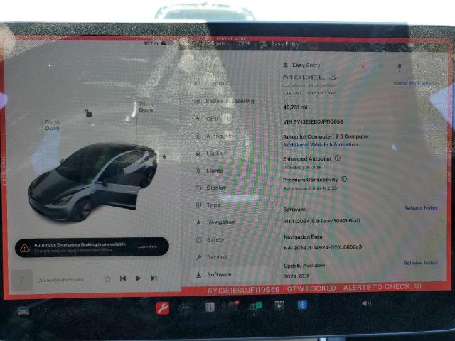 Photo 9 from auction – 2018 TESLA MODEL 3 with VIN 5YJ3E1EB0JF110659