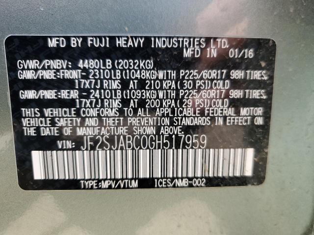 Photo 14 from auction – 2016 SUBARU FORESTER 2 with VIN JF2SJABC0GH517959