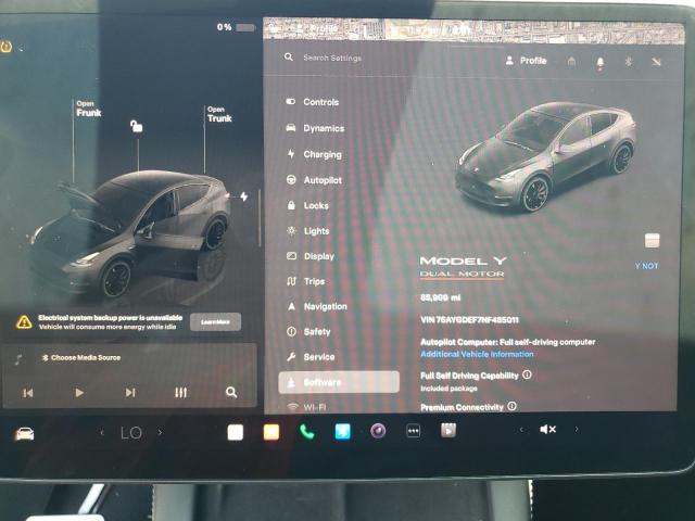 Photo 9 from auction – 2022 TESLA MODEL Y with VIN 7SAYGDEF7NF485011