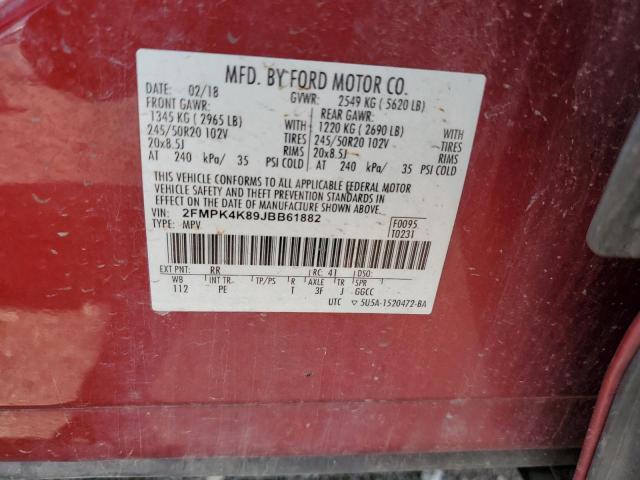 Photo 14 from auction – 2018 FORD EDGE TITAN with VIN 2FMPK4K89JBB61882
