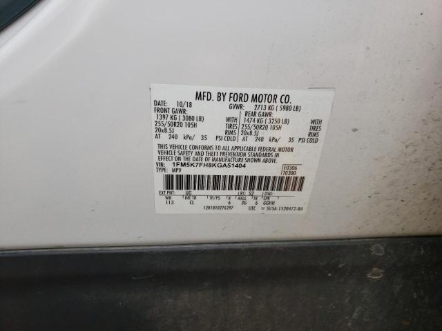 Photo 14 from auction – 2019 FORD EXPLORER L with VIN 1FM5K7FH8KGA51404