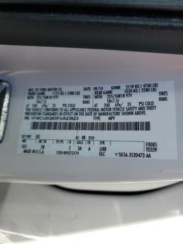 Photo 14 from auction – 2015 FORD ESCAPE SE with VIN 1FMCU0G93FUA23923