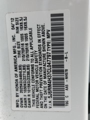 Photo 14 from auction – 2012 HONDA CR-V LX with VIN 5J6RM4H37CL047797
