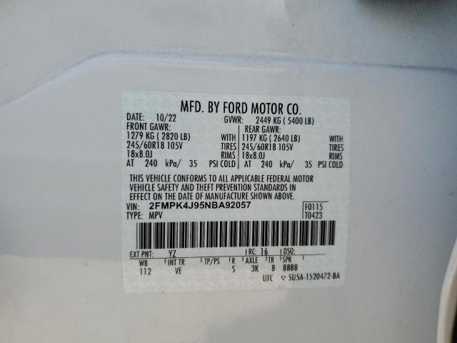 Photo 14 from auction – 2022 FORD EDGE SEL with VIN 2FMPK4J95NBA92057