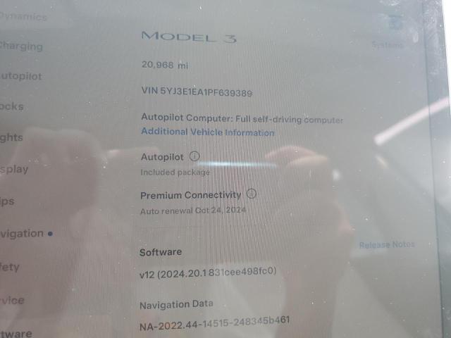 Photo 9 from auction – 2023 TESLA MODEL 3 with VIN 5YJ3E1EA1PF639389