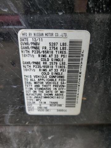 Photo 14 from auction – 2012 NISSAN MURANO with VIN JN8AZ1MW6CW214012
