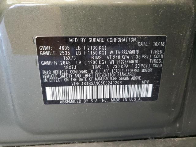 Photo 14 from auction – 2019 SUBARU OUTBACK 2. with VIN 4S4BSANC5K3240203