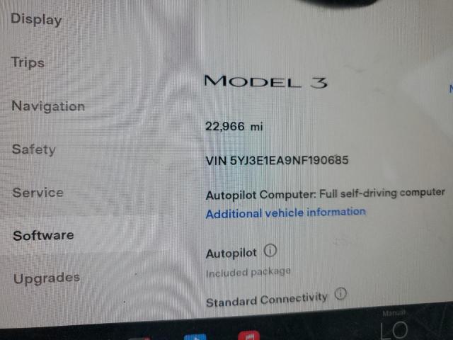 Photo 9 from auction – 2022 TESLA MODEL 3 with VIN 5YJ3E1EA9NF190685