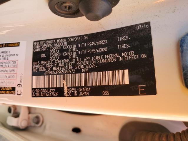 Photo 14 from auction – 2016 TOYOTA 4RUNNER SR with VIN JTEBU5JR9G5365972