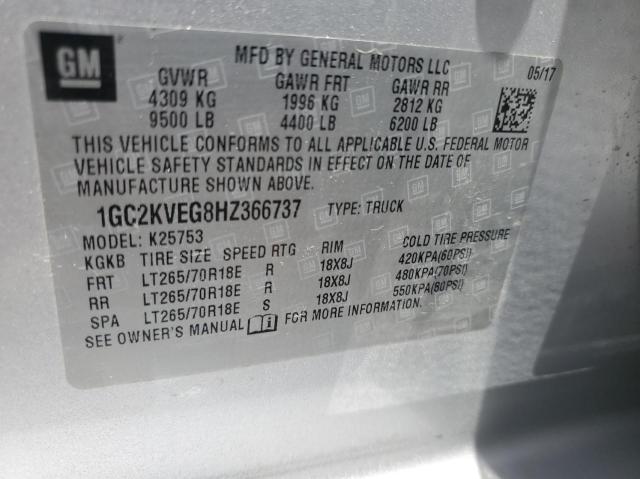 Photo 10 from auction – 2017 CHEVROLET SILVERADO with VIN 1GC2KVEG8HZ366737