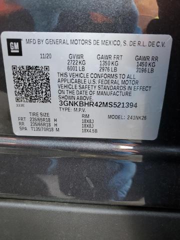 Photo 14 from auction – 2021 CHEVROLET BLAZER 2LT with VIN 3GNKBHR42MS521394