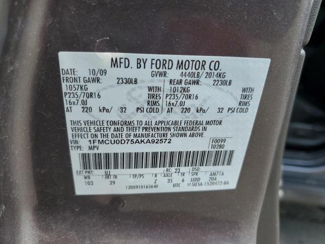 Photo 14 from auction – 2010 FORD ESCAPE XLT with VIN 1FMCU0D75AKA92572