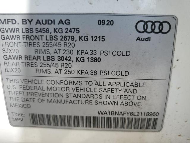 Photo 14 from auction – 2020 AUDI Q5 PREMIUM with VIN WA1BNAFY6L2118960