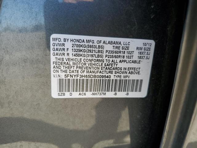 Photo 14 from auction – 2013 HONDA PILOT EXL with VIN 5FNYF3H65DB009540
