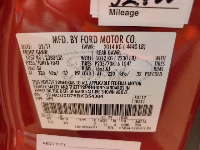 Photo 14 from auction – 2011 FORD ESCAPE with VIN 1FMCU0D76BKB54384