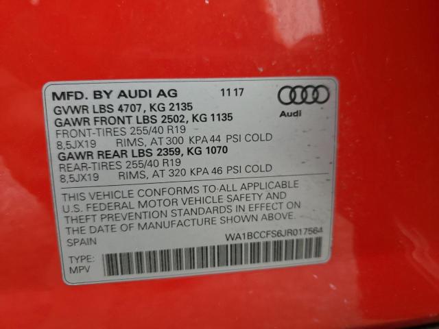 Photo 14 from auction – 2018 AUDI Q3 PREMIUM with VIN WA1BCCFS6JR017564