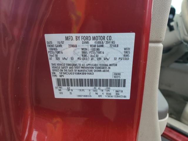 Photo 14 from auction – 2008 FORD ESCAPE XLT with VIN 1FMCU03108KB91663