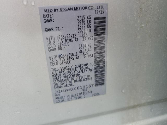Photo 14 from auction – 2016 NISSAN PATHFINDER with VIN 5N1AR2MN0GC610187