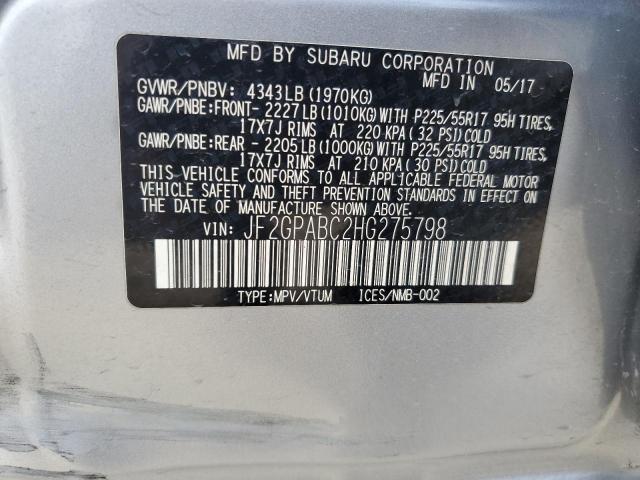Photo 14 from auction – 2017 SUBARU CROSSTREK with VIN JF2GPABC2HG275798