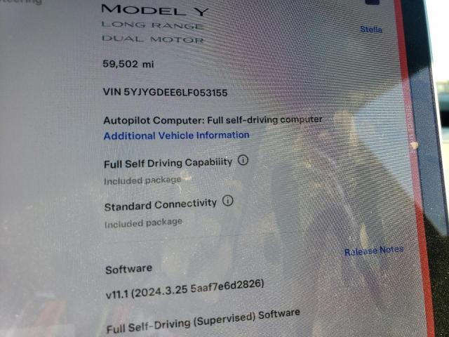 Photo 9 from auction – 2020 TESLA MODEL Y with VIN 5YJYGDEE6LF053155
