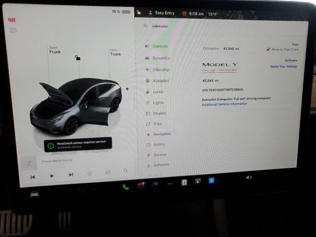 Photo 9 from auction – 2022 TESLA MODEL Y with VIN 7SAYGDEF3NF539906