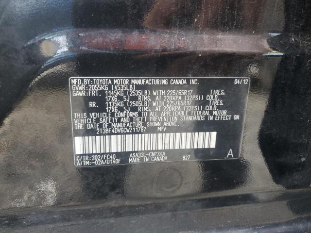 Photo 14 from auction – 2012 TOYOTA RAV4 with VIN 2T3BF4DV6CW211787