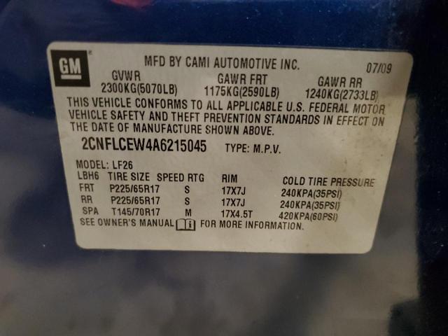 Photo 14 from auction – 2010 CHEVROLET EQUINOX LS with VIN 2CNFLCEW4A6215045