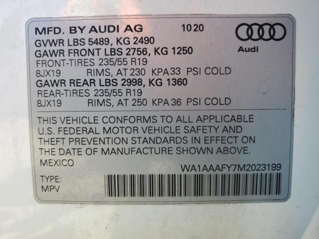 Photo 14 from auction – 2021 AUDI Q5 PREMIUM with VIN WA1AAAFY7M2023199