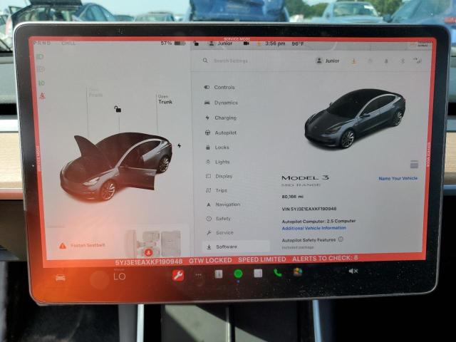 Photo 9 from auction – 2019 TESLA MODEL 3 with VIN 5YJ3E1EAXKF190948